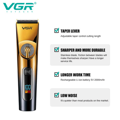 VGR Rasoio Capelli | Professionale |  Batteria | USB | Professionale |  Impermeabile | V-663