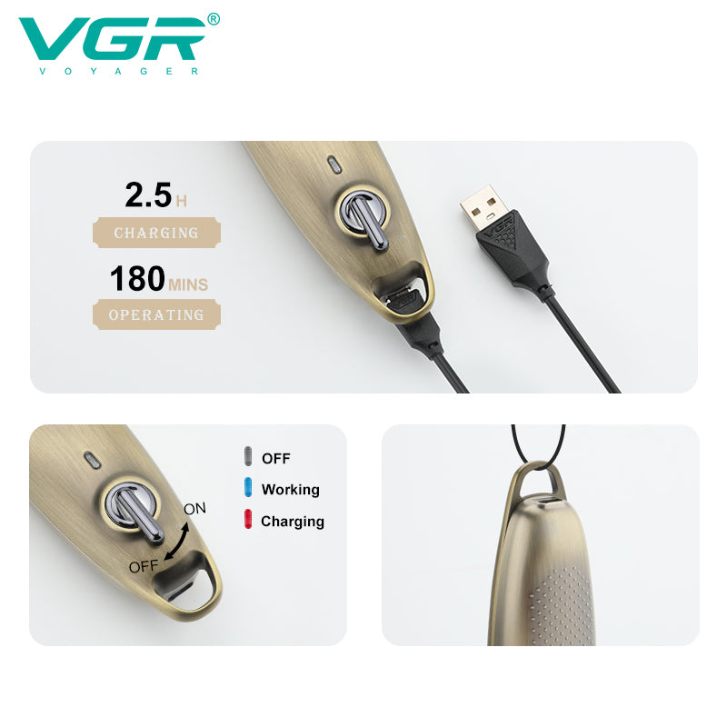 VGR Tagliacapelli | Professionale | USB | Accessori | VGR V-978