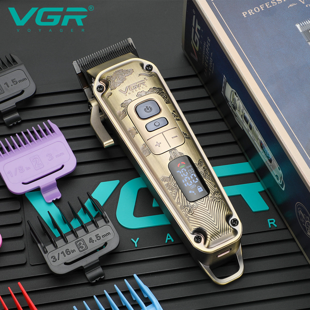 VGR Tagliacapelli Professionale | Barba | Regolabile a 4 velocità | Ricarica | USB | V-005