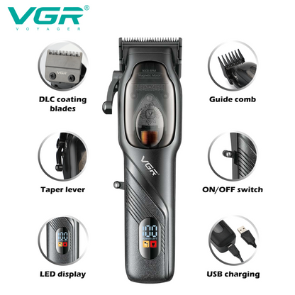 VGR Tagliacapelli | Professionale | Base Ricarica | USB | VGR V-269