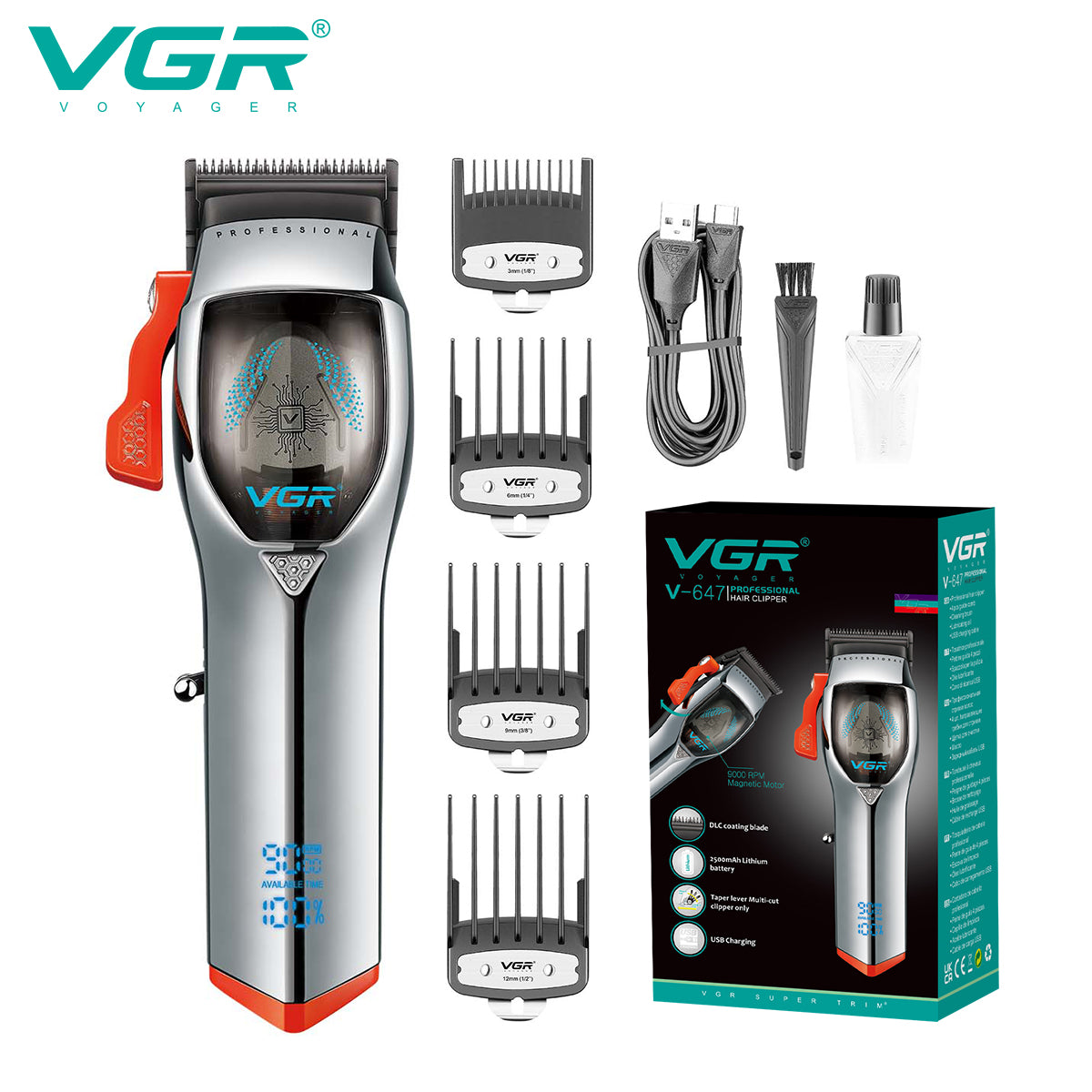 VGR Tagliacapelli | Professionale | Accessori | USB | VGR V-647