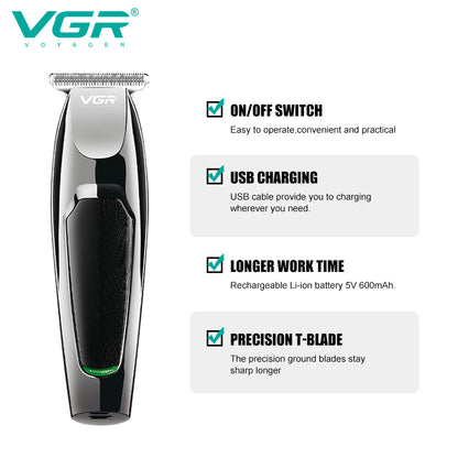 VGR Regola Barba | Trimmer |  Professionale | USB | Senza Filo | VGR V-030