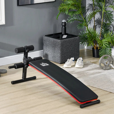 Panca per Addominali Pieghevole e Regolabile con Schienale Imbottito, 47x139x51-69cm, Nero e Rosso