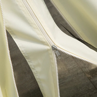 Outsunny Gazebo da Giardino 4x3m con Zanzariera, Tende e Doppio Tetto in Alluminio e Poliestere, Crema
