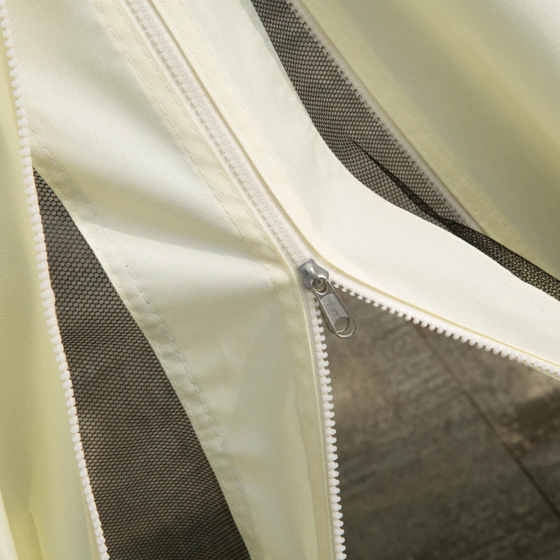 Outsunny Gazebo da Giardino 4x3m con Zanzariera, Tende e Doppio Tetto in Alluminio e Poliestere, Crema