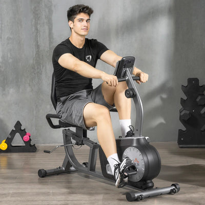 HOMCOM Cyclette Orizzontale Recumbent con 8 Livelli di Resistenza, Schermo LCD e Seduta Regolabile, 122-137x62x103 cm