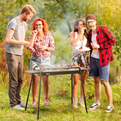 Outsunny Barbecue a Carbonella con Griglia e Piastra in Acciaio con Ripiani Laterali, 113x59x83.5cm, Nero