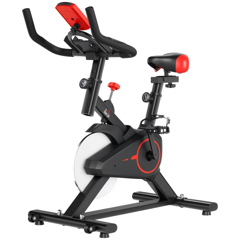HOMCOM Cyclette da Casa con Resistenza Regolabile, Monitor LCD, Sensore Battito Cardiaco e Volano 6kg, Max.100kg