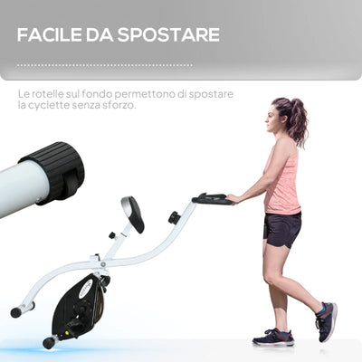 SPORTNOW Cyclette Magnetica Pieghevole a 8 Livelli di Resistenza con Seduta Regolabile, in Acciaio, 97x43x110 cm, Nero