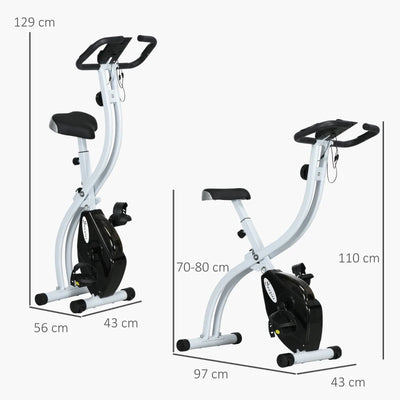 SPORTNOW Cyclette Magnetica Pieghevole a 8 Livelli di Resistenza con Seduta Regolabile, in Acciaio, 97x43x110 cm, Nero