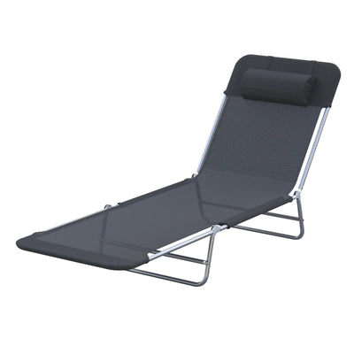 Outsunny Lettino Prendisole Pieghevole con Schienale Reclinabile e Cuscino, 182x56x24.5cm