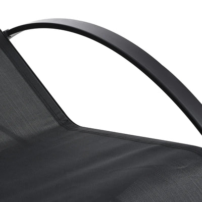 Outsunny Set 2 Lettini Prendisole e Tavolino con Ripiano, in Tessuto Traspirante e Metallo, 59x169x66 cm, Nero