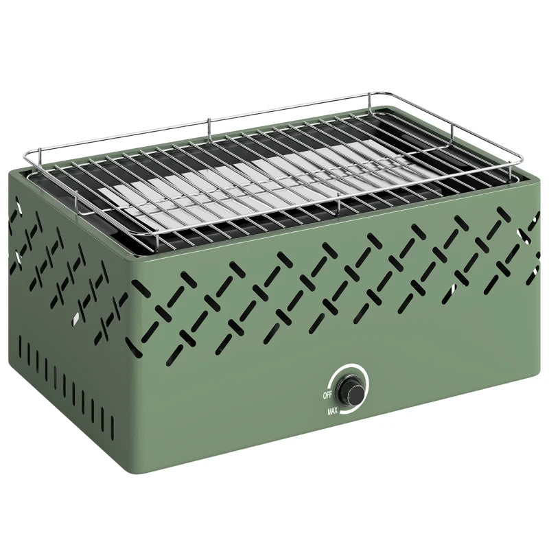 Outsunny Barbecue Portatile a Carbone con Ventilatore Integrato per Esterni, Verde Chiaro