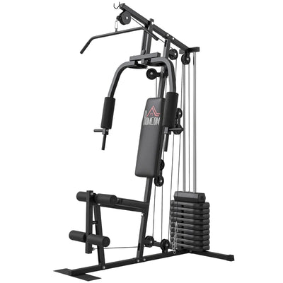 HOMCOM Stazione Fitness con Pesi da 45kg per Allenamento a Casa, 135x103x210cm, Nero
