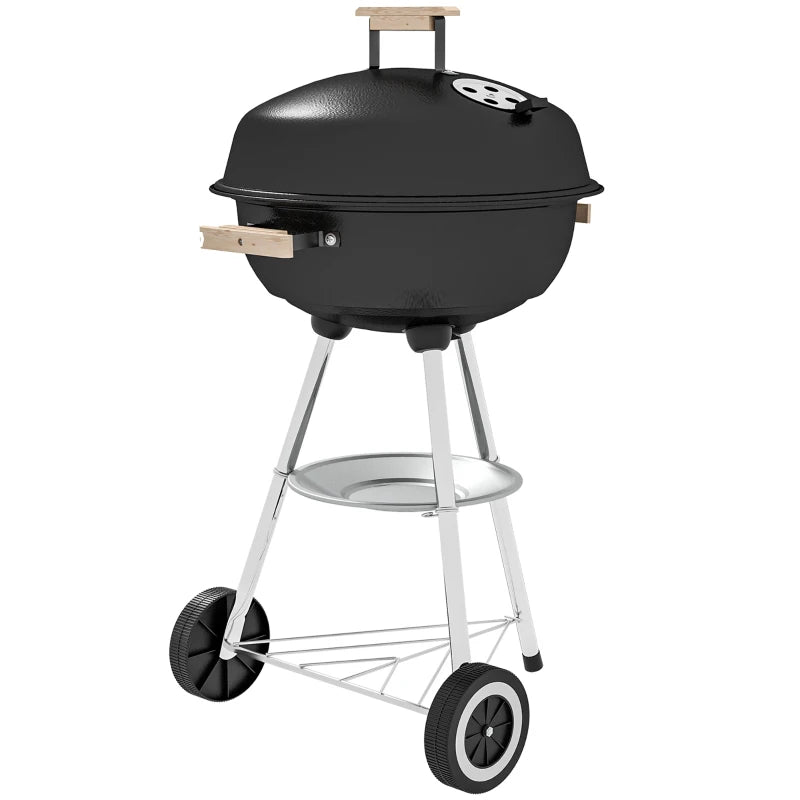 Outsunny Carrello per Barbecue con Piano in Acciaio e Ripiano Richiudibile, Ruote e Ganci, 91x58x76 cm, Nero (Copia)