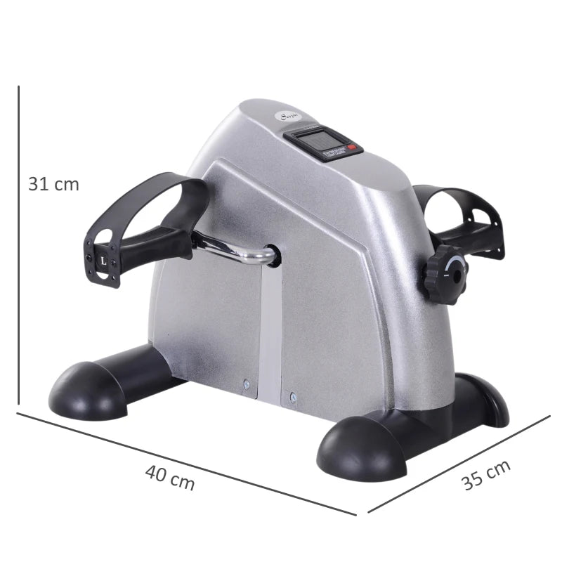 HOMCOM Mini Cyclette Portatile per Gambe e Braccia, Pedaliera per Riabilitazione con Display LCD, Argento