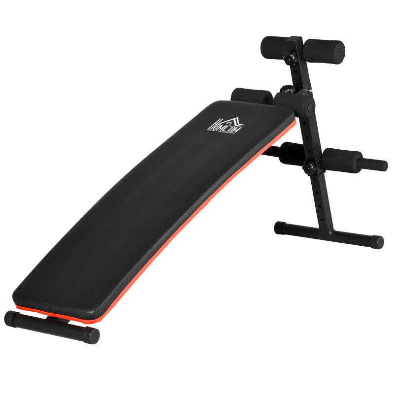 Panca per Addominali Pieghevole e Regolabile con Schienale Imbottito, 47x139x51-69cm, Nero e Rosso