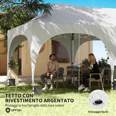 Outsunny Gazebo da Giardino Pieghevole 3x6 m con Pareti Rimovibili e Borsa di Trasporto, Bianco