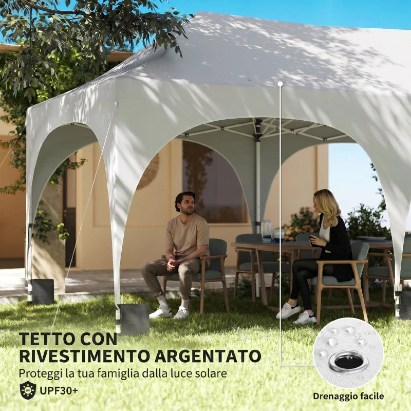 Outsunny Gazebo da Giardino Pieghevole 3x6 m con Pareti Rimovibili e Borsa di Trasporto, Bianco