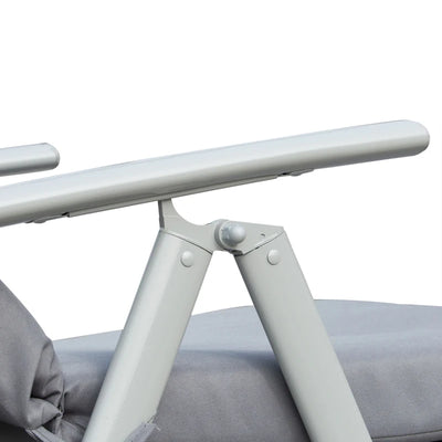 Outsunny Sdraio Da Giardino Pieghevole e Reclinabile su 7 Livelli con Cuscino e Materassino, 137x63.5x100.5 cm, Grigio
