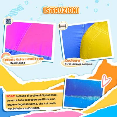 Outsunny Castello Gonfiabile per Bambini con Scivolo, Piscina e Canestro da Basket, Gioco Gonfiabile Gigante e Rimbalzante per 3 Bambini, 360x305x210 cm