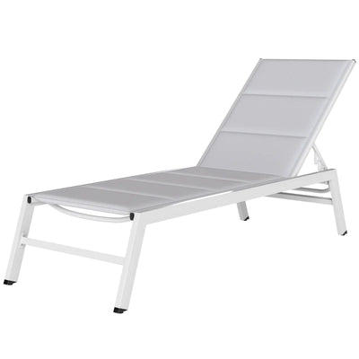Outsunny Sdraio Imbottita, Schienale 6 Posizioni, Telaio Alluminio, Capacità 120 Kg, Grigio Chiaro