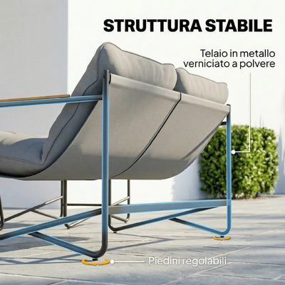 Outsunny Salotto da Giardino 4 Posti con Divanetto 2 Posti e 2 Poltrone con Cuscini, Grigio Chiaro