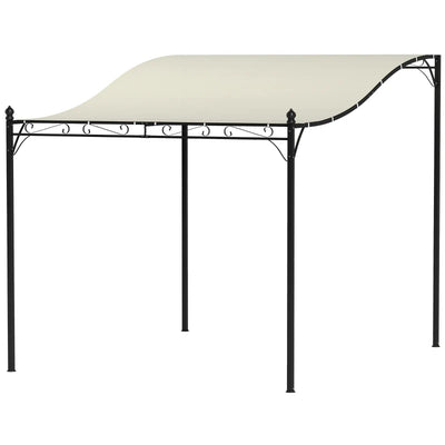 Outsunny Pergola Addossata Ricurva con 16 Fori di Drenaggio, in Metallo e Poliestere, 248x298x200/250 cm, Bianco Crema