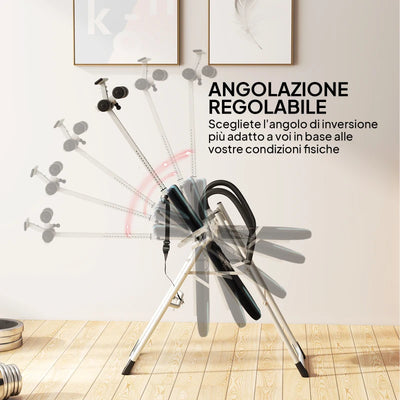 HOMCOM Panca a Inversione Gravitazionale Professionale Imbottita, Tavola di Inversione in Acciaio, 65x112-142x126cm
