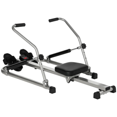 HOMCOM Vogatore Pieghevole, 4 Livelli di Resistenza e Display, Acciaio e ABS, 129x70x70 cm