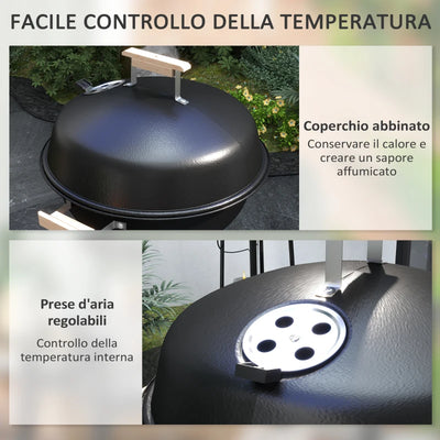 Outsunny Carrello per Barbecue con Piano in Acciaio e Ripiano Richiudibile, Ruote e Ganci, 91x58x76 cm, Nero (Copia)