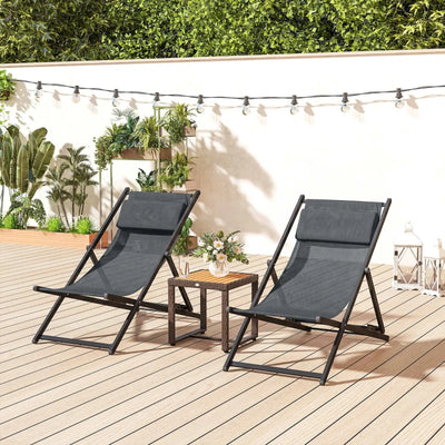 Outsunny Set 2 Sedie Poltrona Sdraio da Esterni, Pieghevoli e Reclinabili, in Alluminio, 100x60x85 cm, Grigio Scuro