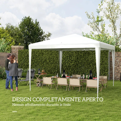 Outsunny Gazebo da Giardino 3x3 m Portatile con Copertura Anti UV, Bianco