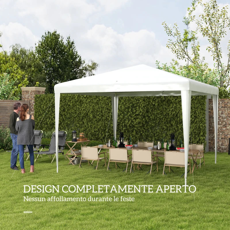 Outsunny Gazebo da Giardino 3x3 m Portatile con Copertura Anti UV, Bianco