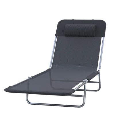 Outsunny Lettino Prendisole Pieghevole con Schienale Reclinabile e Cuscino, 182x56x24.5cm