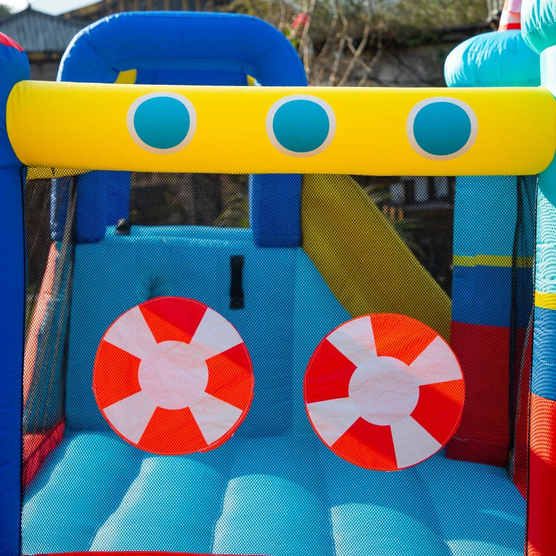 Outsunny Castello Gonfiabile 4 in 1 Bimbi 3-8 Anni, Scivolo e Piscina, 265x260x200cm