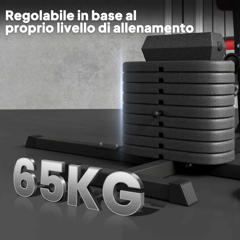 SPORTNOW Stazione Fitness Multifunzione per Allenamento del Corpo, in Acciaio e PU, 225x175x200 cm, Nero