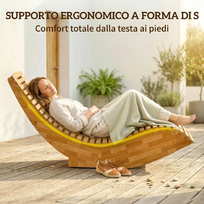 Outsunny Set di 2 Sedia Dondolo Esterno, Sdraio Pieghevole Ergonomica Legno Acacia, Naturale.