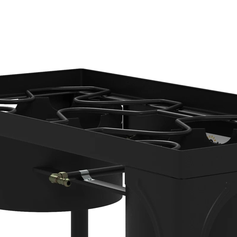 Outsunny Fornello a Gas da Campeggio con 2 Bruciatori 150,000 BTU in Metallo con Gambe Rimovibili, Nero