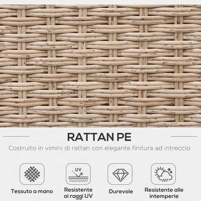 Outsunny Set da Giardino 4 Pezzi in Rattan, Divano Angolare con Cuscini e Tavolini, Nero e Marrone chiaro