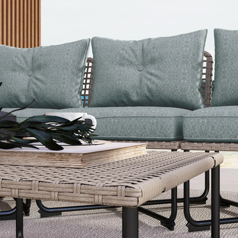 Outsunny Set da Giardino 5 Pezzi in Rattan con 2 Sedie Laterali, Sedia Centrale e 2 Sgabelli/Tavolini da Caffè