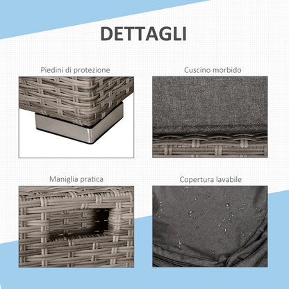 Outsunny Salotto da Esterno in Rattan PE da 8 Pezzi, Set Mobili da Giardino Salvaspazio con Poltrone, Tavolini e Sgabelli, Grigio