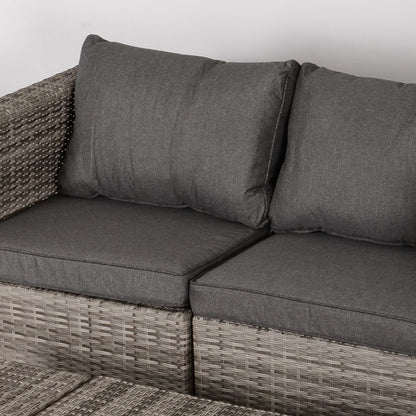 Outsunny Salotto da Esterno in Rattan PE da 8 Pezzi, Set Mobili da Giardino Salvaspazio con Poltrone, Tavolini e Sgabelli, Grigio