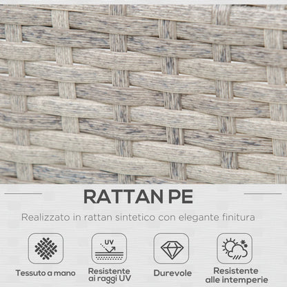 Outsunny Set Giardino Esterno, Salotto da Giardino, Set Divani da Esterno con Tavolino da Giardino, Mobili da Giardino in Rattan Grigio