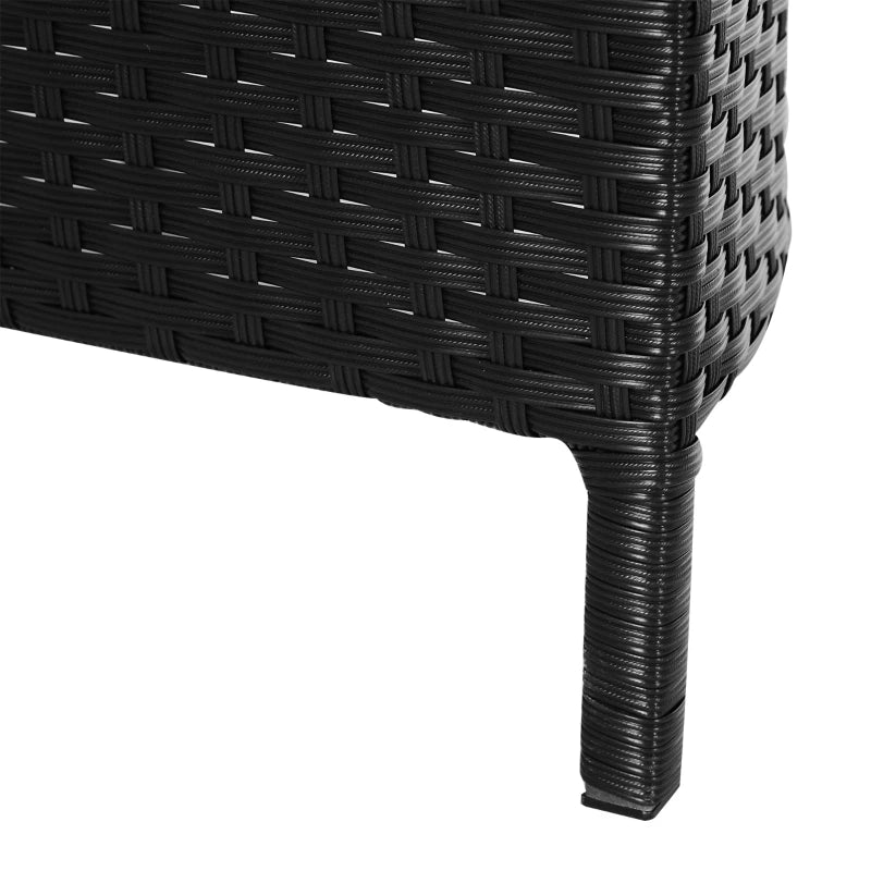 Outsunny Divano da Esterno in Rattan, Set 5 Pezzi con Pouf, Salottino per il Giardino Nero e Bianco 96cmx 68cmx 65cm