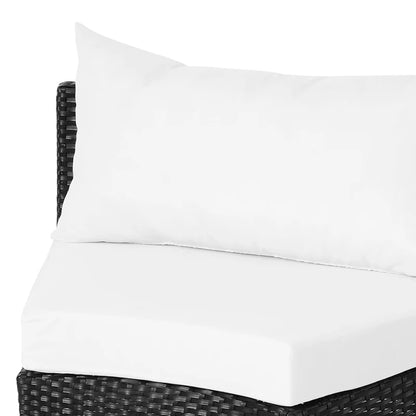 Outsunny Divano da Esterno in Rattan, Set 5 Pezzi con Pouf, Salottino per il Giardino Nero e Bianco 96cmx 68cmx 65cm