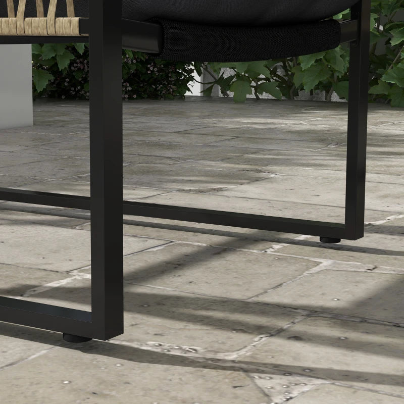 Outsunny Set da Giardino 4 Pezzi in Rattan con Divanetto, 2 Sedie e Tavolino da Caffè, Grigio e Marrone