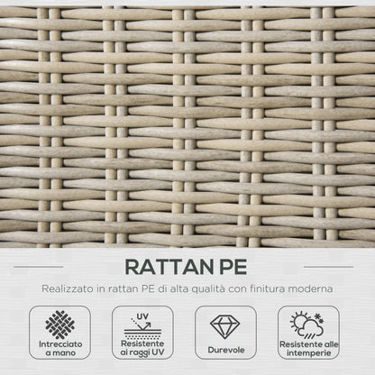 Outsunny Set 4 Pz Salotto da Esterni in Rattan con 1 Divano, 2 Poltrone e 1 Tavolino, Kaki e Beige