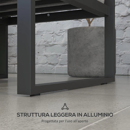 Outsunny Salotto da Giardino con Divano e Tavolino in Alluminio con Cuscini Imbottiti, Grigio