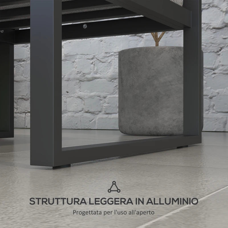 Outsunny Salotto da Giardino con Divano e Tavolino in Alluminio con Cuscini Imbottiti, Grigio